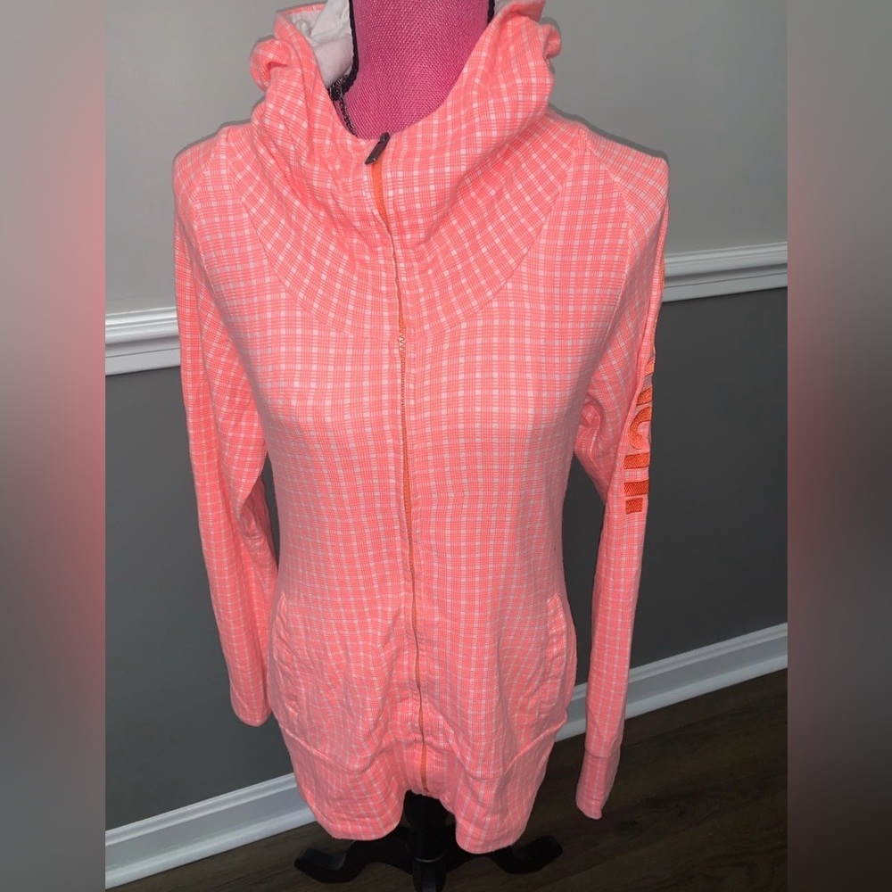 BENCH Women’s Coral Check Zip-Up Jacket with Hood